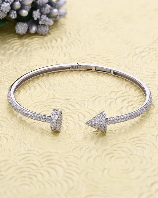 Rhodium Nail Pattern Kada in 92.5 Silver