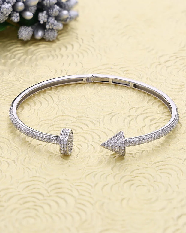 Rhodium Nail Pattern Kada in 92.5 Silver