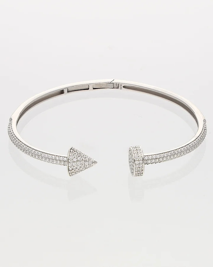 Rhodium Nail Pattern Kada in 92.5 Silver