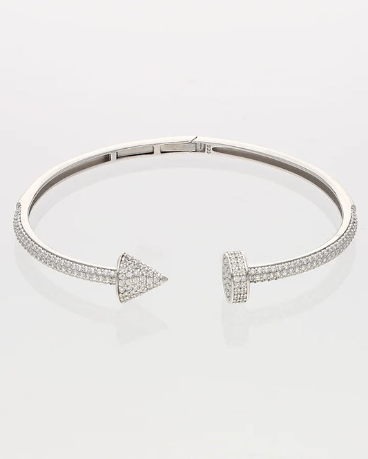 Rhodium Nail Pattern Kada in 92.5 Silver