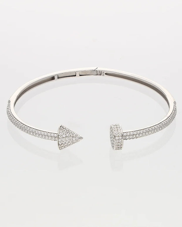 Rhodium Nail Pattern Kada in 92.5 Silver