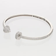 Rhodium Nail Pattern Kada in 92.5 Silver