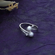 Lunara Double Pearl Ring in 92.5 Silver