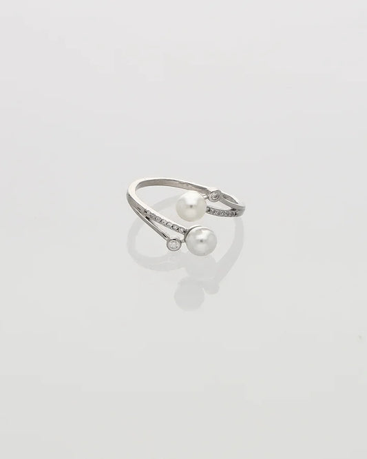Lunara Double Pearl Ring in 92.5 Silver
