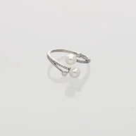 Lunara Double Pearl Ring in 92.5 Silver