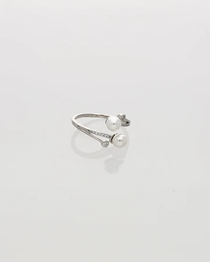 Lunara Double Pearl Ring in 92.5 Silver
