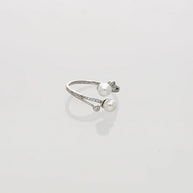 Lunara Double Pearl Ring in 92.5 Silver