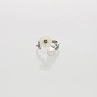 Verdelle Pearl Leaf Ring in 92.5 Silver