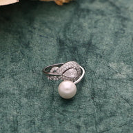 Aurelia Pearl & Pear Stone Ring in 92.5 Silver