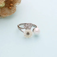 Sylva Pearl Floral Leaf Ring in 92.5 Silver