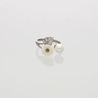 Sylva Pearl Floral Leaf Ring in 92.5 Silver
