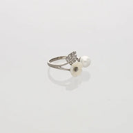 Sylva Pearl Floral Leaf Ring in 92.5 Silver