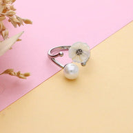 Blossia Pearl Floral Ring in 92.5 Silver