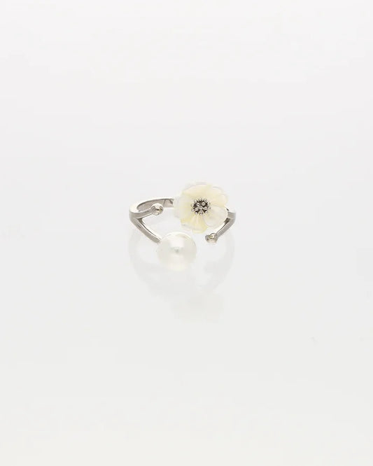 Blossia Pearl Floral Ring in 92.5 Silver