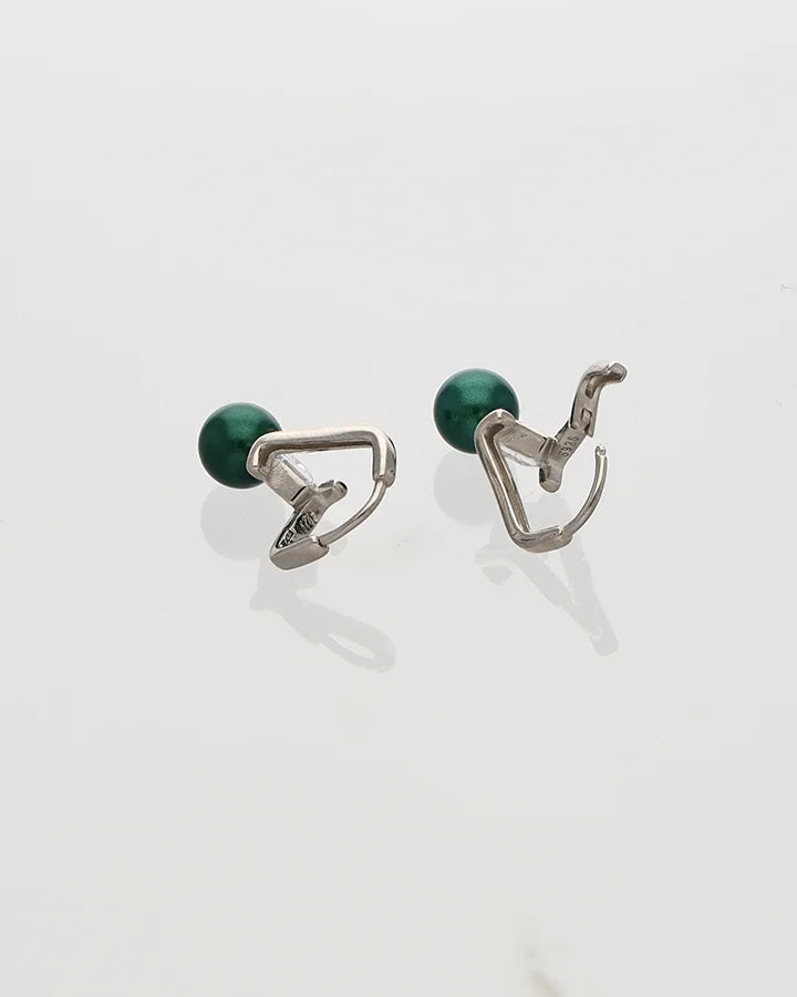 Noira Dark Green Loop Drops in 92.5 silver