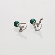 Noira Dark Green Loop Drops in 92.5 silver