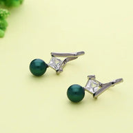 Noira Dark Green Loop Drops in 92.5 silver