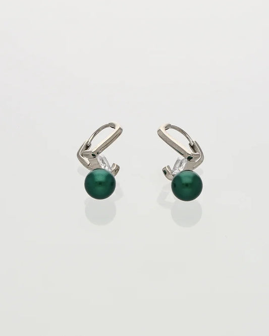 Noira Dark Green Loop Drops in 92.5 Silver