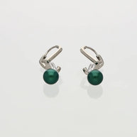 Noira Dark Green Loop Drops in 92.5 silver
