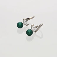 Noira Dark Green Loop Drops in 92.5 silver