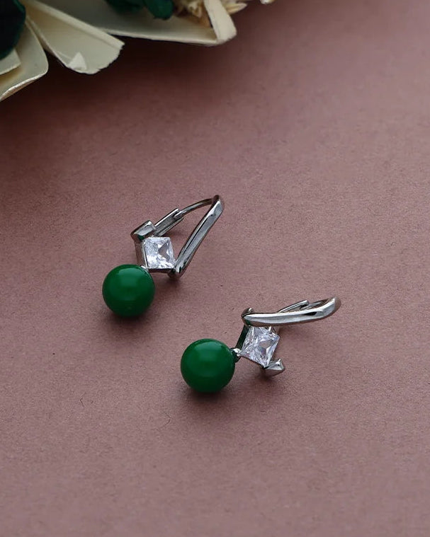 Mintel Light Green Loop Drops in 92.5 silver