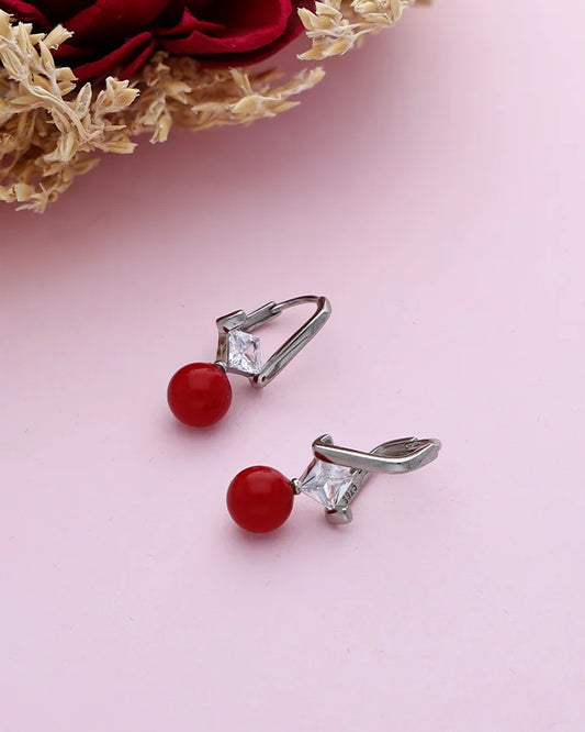 Rubel Red Loop Drops in 92.5 Silver