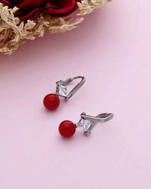 Rubel Red Loop Drops in 92.5 silver