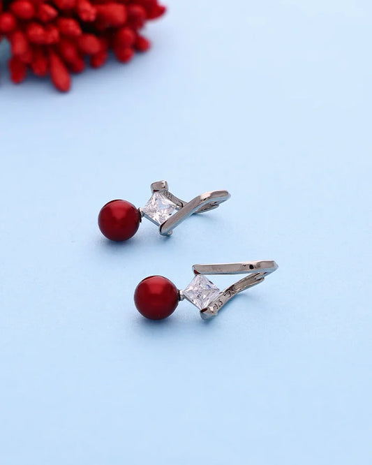 Marven Maroon Loop Drops in 92.5 Silver