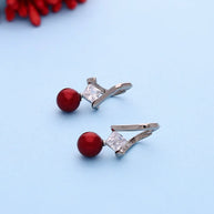 Marven Maroon Loop Drops in 92.5 silver