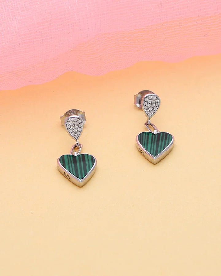 Cordia Short Heart Studs in 92.5 silver