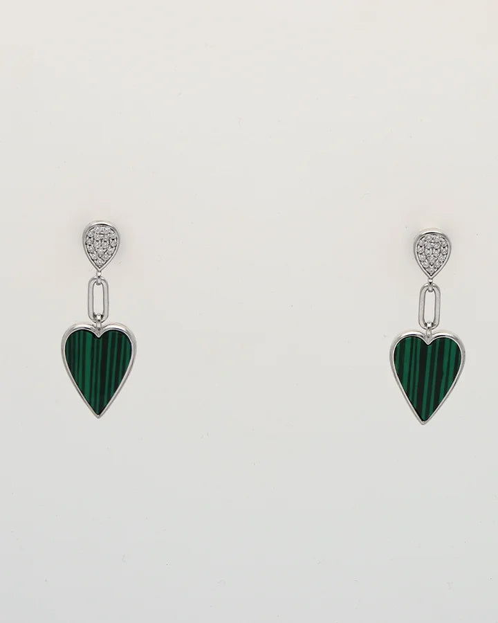 Cordia Short Heart Studs in 92.5 silver