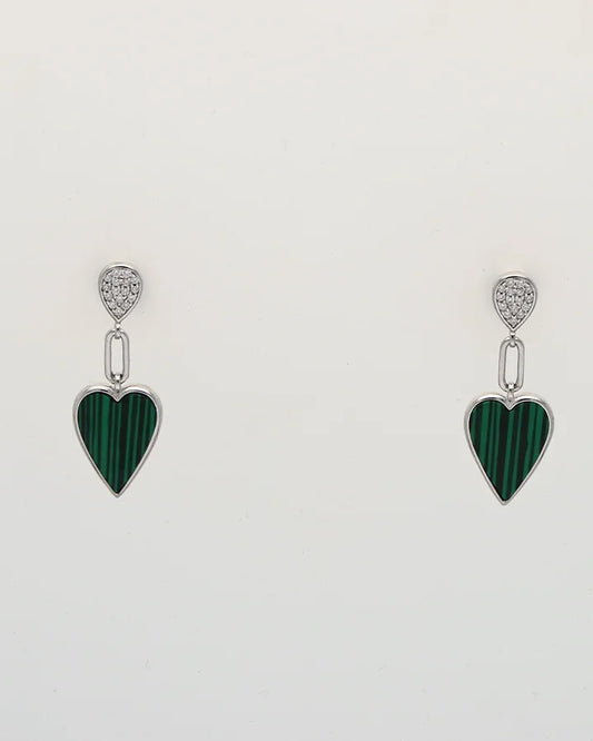 Cordia Short Heart Studs in 92.5 Silver