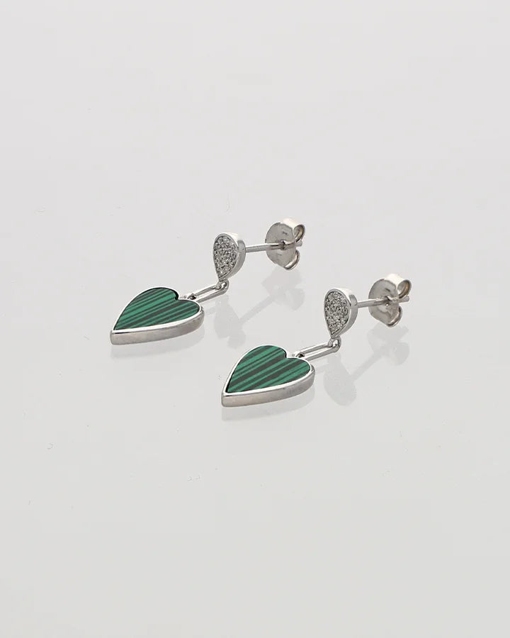 Cordia Short Heart Studs in 92.5 silver