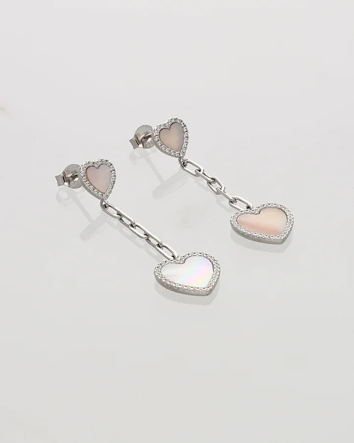 Pearlyn Heart Glow Studs in 92.5 silver