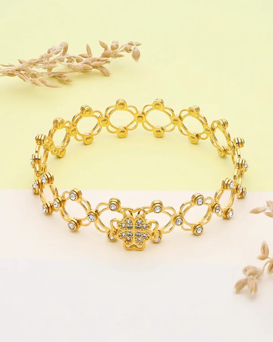 Floriva Spin Bloom Ring Kada in 92.5 silver