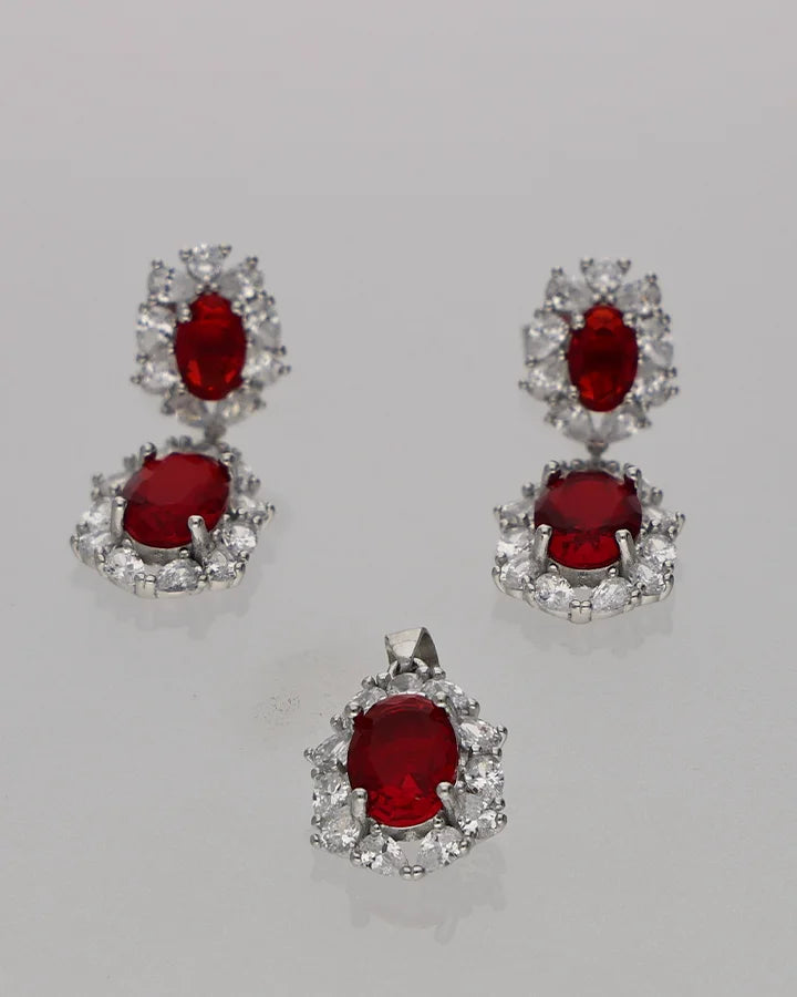 Ruby Drop Set in 92.5 Silver