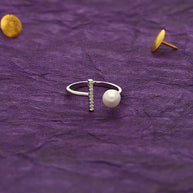 Elegant Adjustable Pearl Ring  in 92.5 Silver